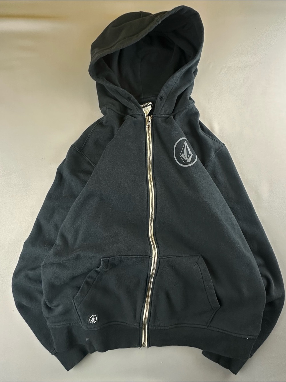 Volcom Black Hooded Full-Zip Sweatshirt with Label